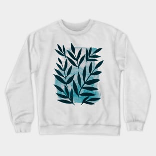 Black branches - blue and beige background Crewneck Sweatshirt